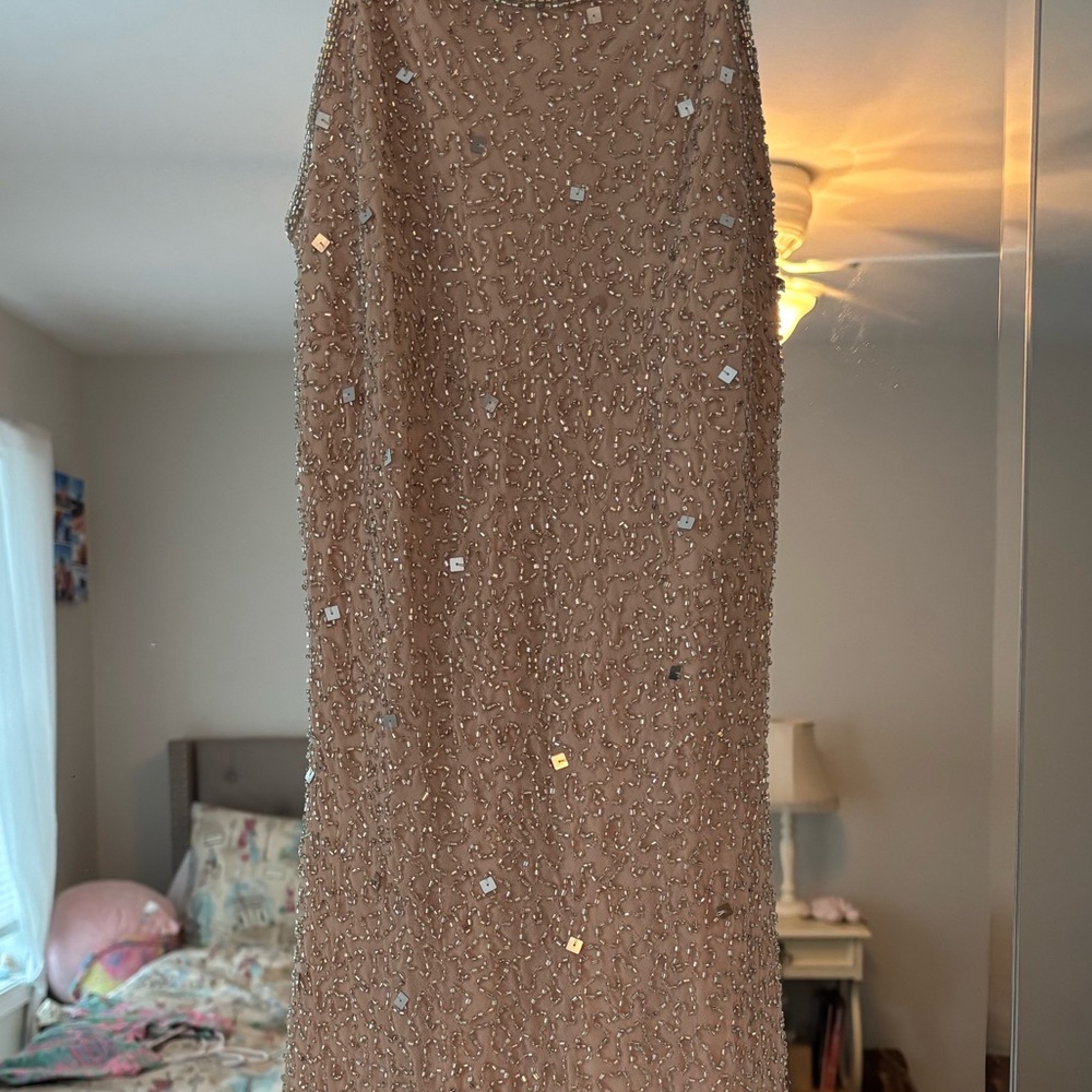 Adriana Pappell beaded cocktail dress with sheer back